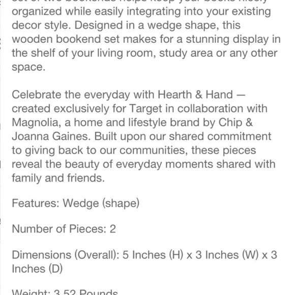 🆕Hearth & Hand bookends! Designed by Magnolia! - Picture 4 of 5